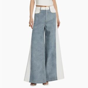 New NWT The Femm Perrie Colorblocked Flared Jeans denim wide leg revolve